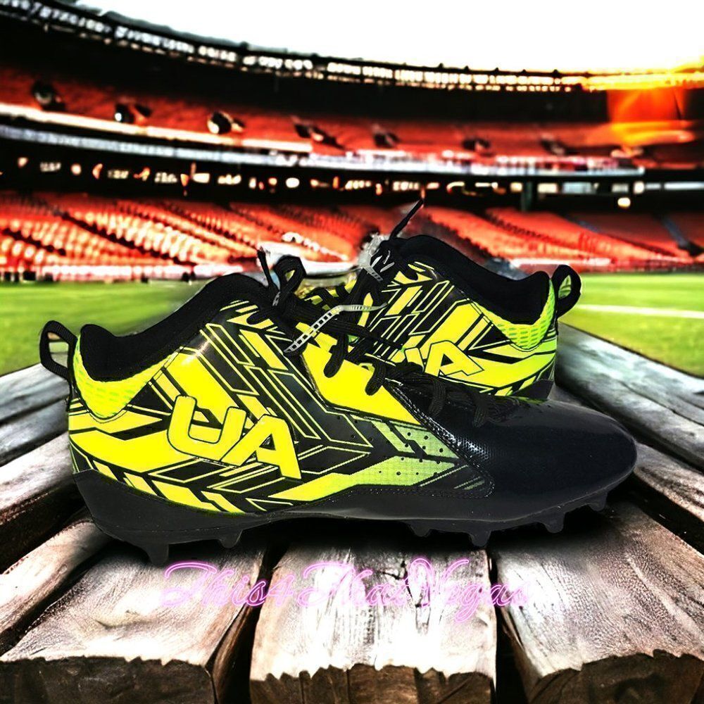 Under Armour Men's Ripshot Mid MC Lacrosse cleats black/green NWOT